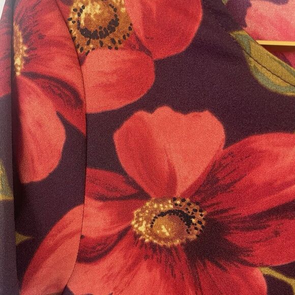 Princess Highway Size 8 Red Floral Short Sleeve Dress  PGFK328 Satin - Picture 8 of 9